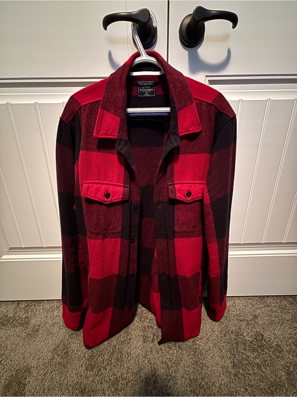 Abercrombie & Fitch Red and Black Buffalo Check Shirt Jacket